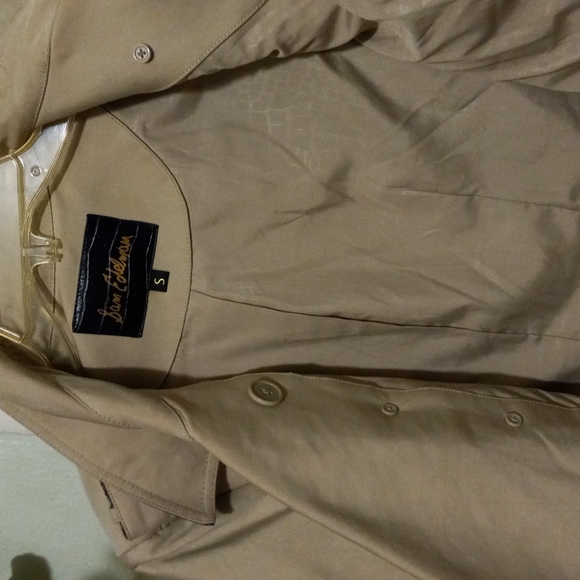 Sam Edelman, Dbl-breasted Khaki/Tweed, Faux Leather Designer Trench, S/M - Picture 6 of 6